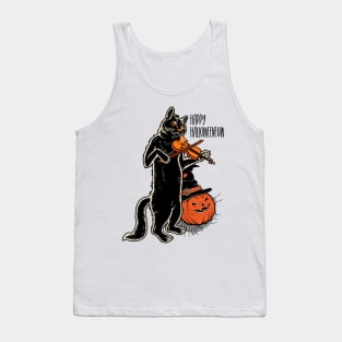 Happy Meoween – Halloween Orange Pumpkin Cat Tank Top